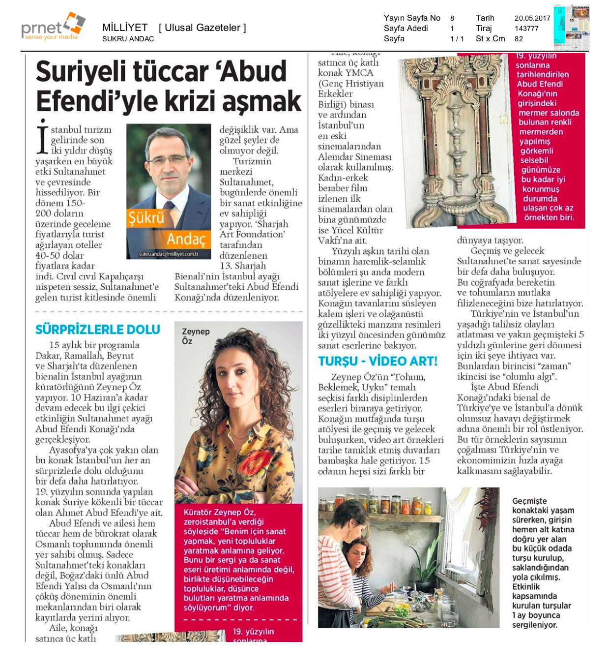 Milliyet (May 20, 2017), Overcoming a Crisis with Syrian Merchant ‘Abud Effendi’