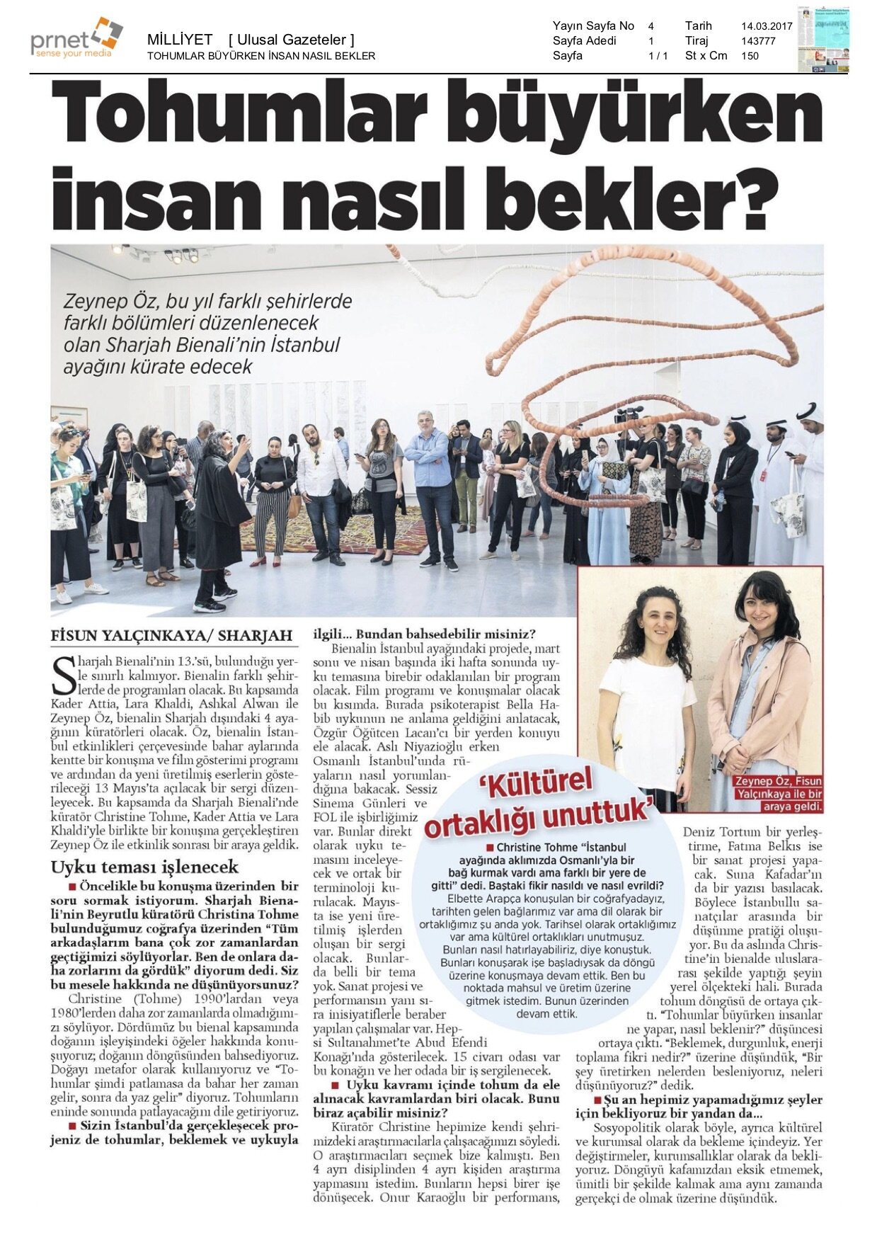 Milliyet (March 14, 2017), How does one await the growth of the seeds?